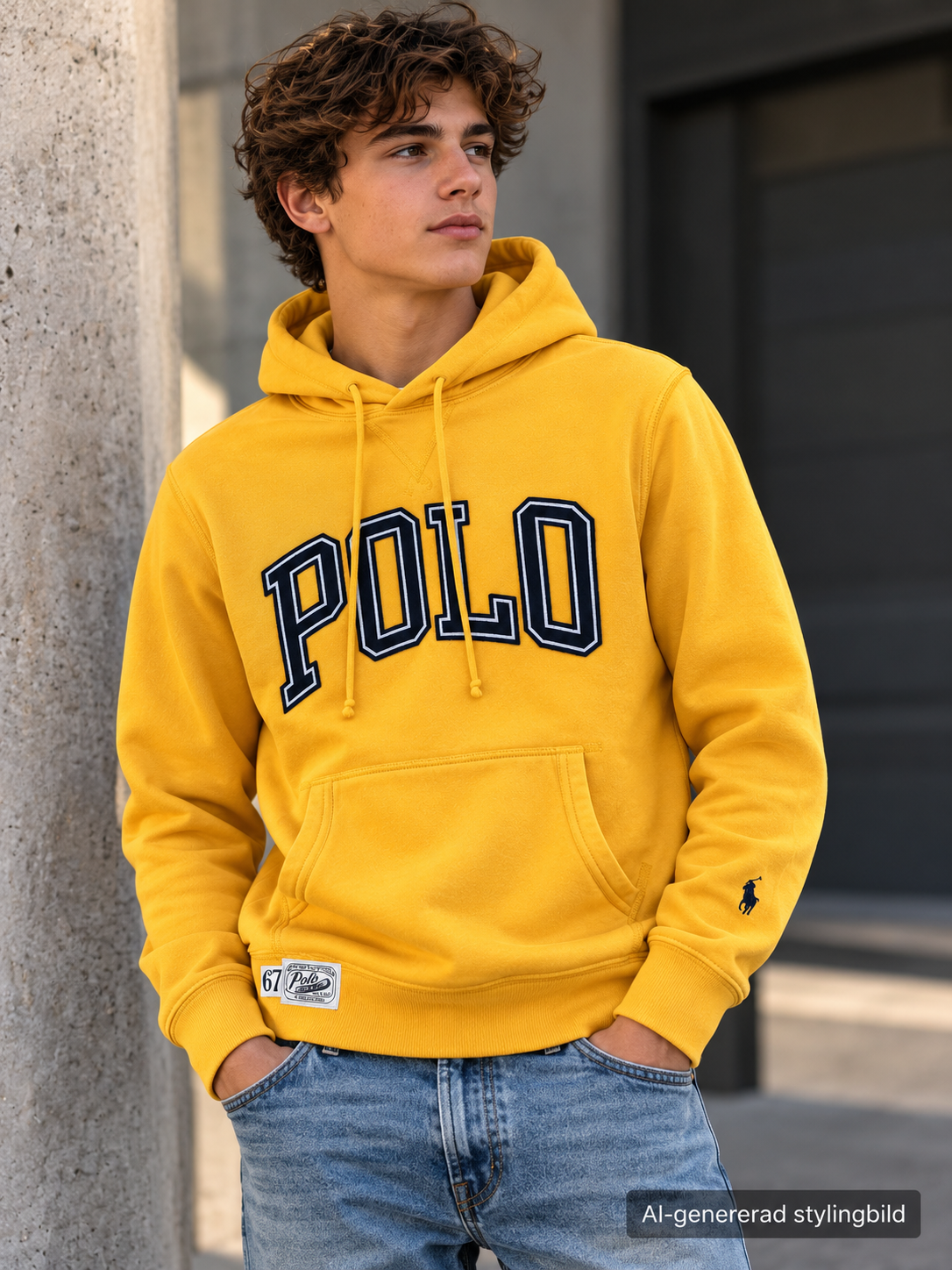 Polo Ralph Lauren Hoodie – gul med stor POLO-logga