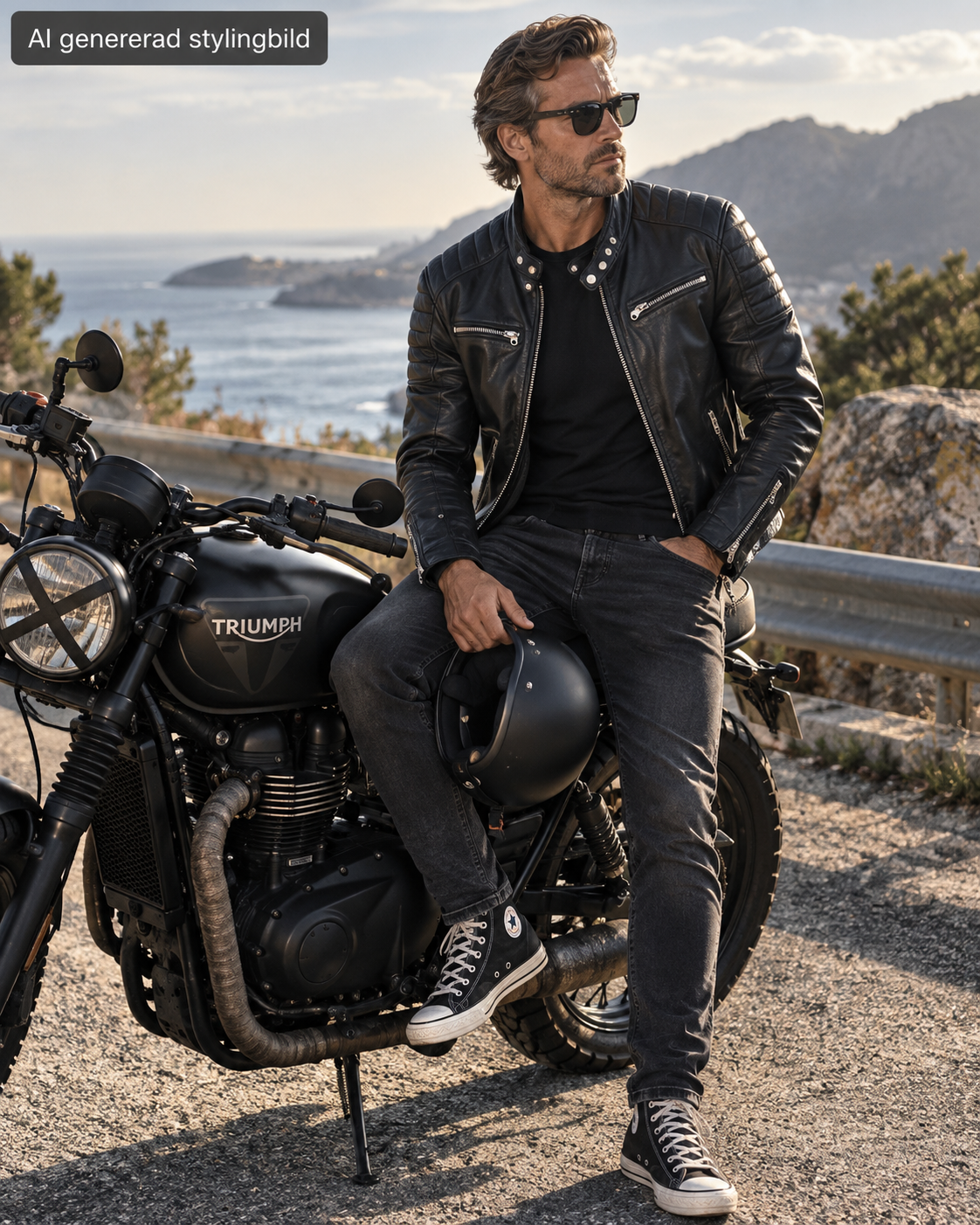 Rockandblue Svart bikerjacka med rött foder
