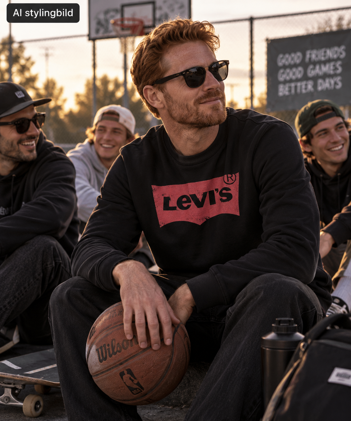 Levi’s Svart sweatshirt med röd Batwing-logga