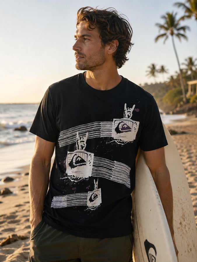 Quiksilver Svart T-shirt med surf/skate-tryck